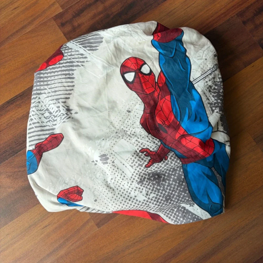 Marvel Spider-Man Twin Fitted Sheet and Plush Fleece Blanket Bedding Set Blue